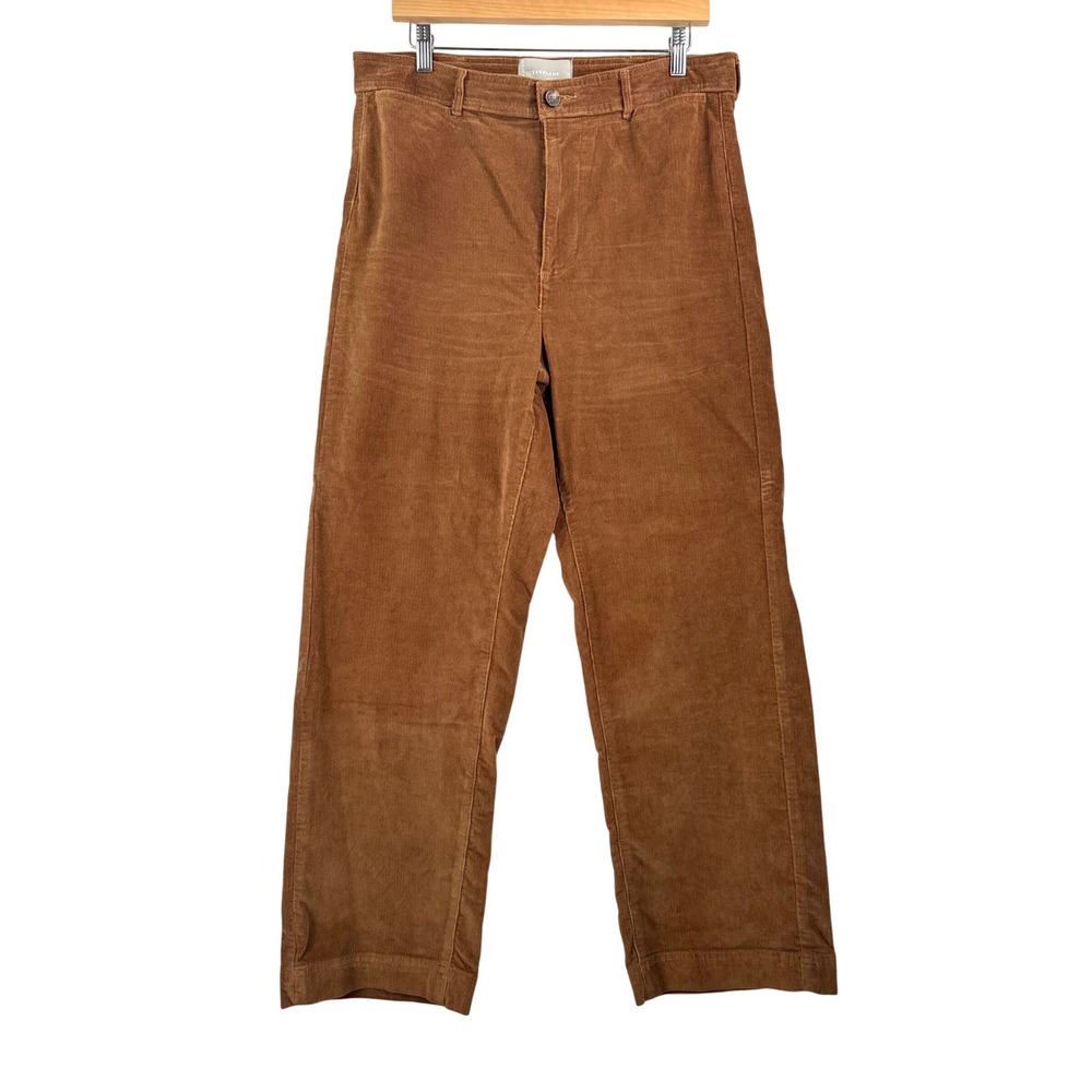 Everlane Corduroy Pants sz 14 Brown Wide Leg High Rise money preppy‎